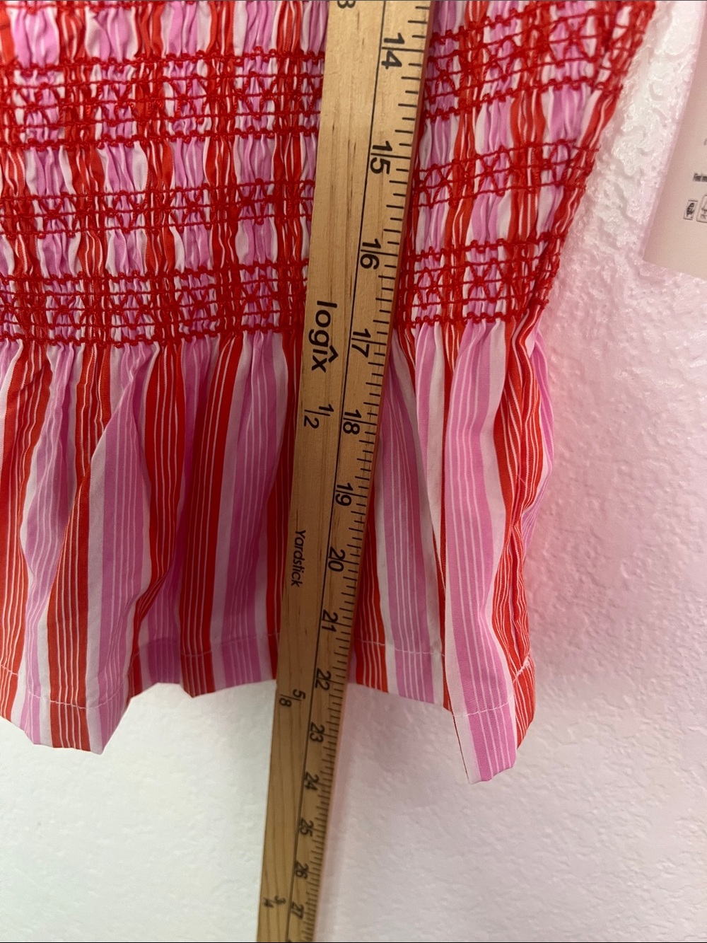 New free assembly Smocked Ruffle-Strap Tank Top - Pink & Orange Stripe large - Picture 3 of 8